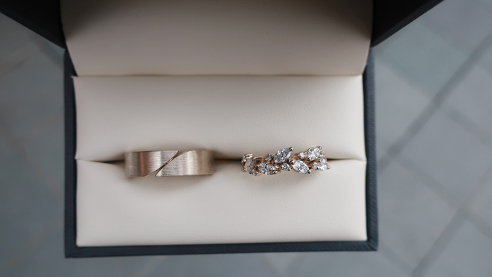 Wedding rings with marquise diamonds